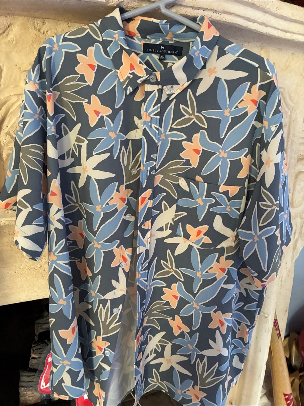 Simply Southern Blue Floral Camp Shirt